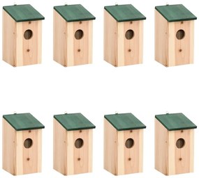 Casas para pássaros 8 pcs madeira 12x12x22 cm