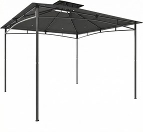 Outsunny Pavilhão 3x3 m Impermeável Estável Resistente ao Inverno Pavilhão de jardim com estrutura superior retrátil Teto duplo Cinza escuro | Aosom Portugal