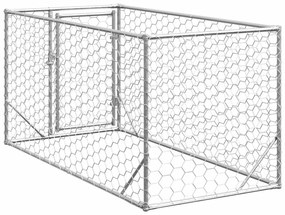 Canil exterior para cães com porta 2x1x1 m aço galvanizado