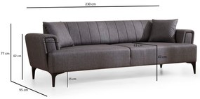 Sofá-cama de 3 Lugares Hamlet – Cinzento Escuro – 230x95x77 cm