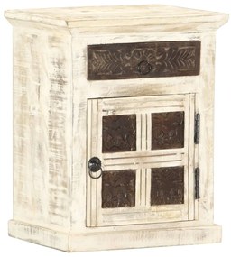 Mesa de cabeceira 40x30x50cm madeira de mangueira maciça branco