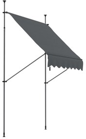 Toldo Manual Retrátil com Manivela 200x120x210-300 cm com Altura Ajustável Impermeável para Jardim Varanda Cinza Escuro