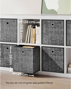 Conjunto de 6 unidades Caixas de arrumação 26 x 26 x 28 cm, preto mesclado