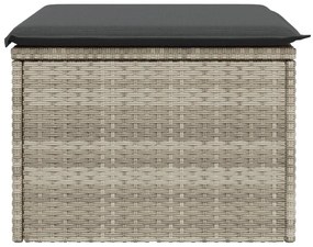 Banco de jardim com almofada 55x55x37 cm vime PE cinzento claro
