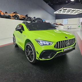 Carro elétrico para crianças 12V Mercedes CLA 45, Pneus Eva, Musica, Assento couro sintetico Verde