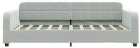 Sofá-cama com gavetão 90x190 cm veludo cinzento-claro