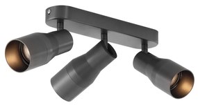 Foco de teto redondo Gunmetal GU10 50mm 3-luzes - Stanley