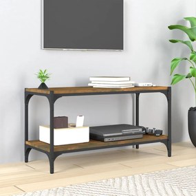 vidaXL Móvel de TV 80x33x41 cm derivados madeira/aço carvalho fumado