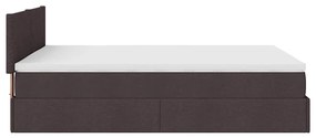 Cama otomana com colchão &amp; LEDs 140x190 cm castanho escuro