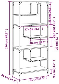 Estante 81x36x176 cm derivados de madeira cinzento sonoma