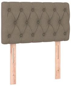 Cama box spring + colchão/LED 80x200cm tecido cinza-acastanhado