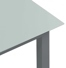Mesa de jardim em alumínio e vidro 80x80x74 cm cinzento-claro