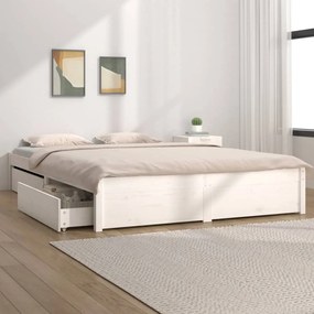 Estrutura de cama com gavetas 200x200 cm branco