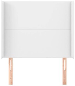 Cabeceira cama c/ abas couro artificial 103x16x118/128cm branco