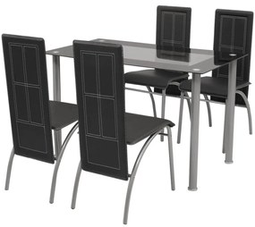 242912 vidaXL Conjunto jantar, 5 pcs, preto