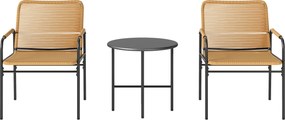 Outsunny Conjunto bistrô em Rattan 3 peças, conjunto de assentos, conjunto de jardim com 2 poltronas de jardim, mesa de centro 54 x 66 x 76 cm Amarelo | Aosom Portugal