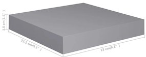 Prateleiras de parede suspensas 4 pcs 23x23,5x3,8cm MDF cinza