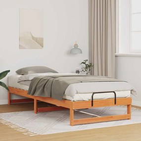 vidaXL Estrutura de Cama com Alças Castanho Madeira de pinho maciça