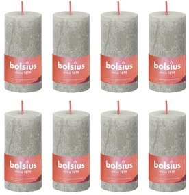 440796 Bolsius Velas rústicas cilíndricas Shine 8pcs 100x50 mm cinzento areia