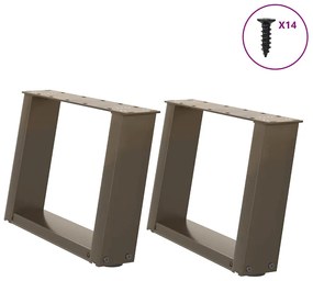 vidaXL Pés para mesa de centro em formato de U, 2 peças, aço natural, 40x(30-31) cm, aço