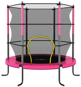 Trampolim com rede de segurança redondo 140x160 cm rosa