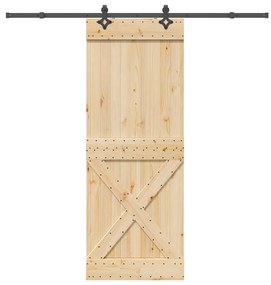 vidaXL Porta de correr com ferragens 85x210 cm madeira de pinho maciça