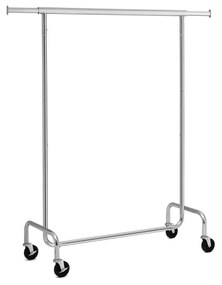 Cabideiro ajustável de metal cromado para roupas pesadas SONGMICS, capacidade máxima de 130 kg, comprimento de 1,1 a 1,4 m HSR11S