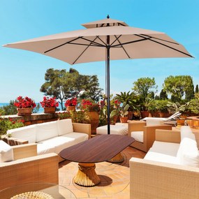 Guarda-sol para terraços de jardim ou cantina Cobertura a 2 alturas 3x3 m Marfim