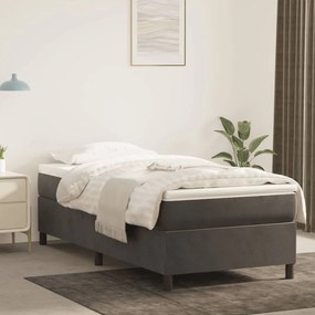 3121097 vidaXL Estrutura de cama 90x200 cm veludo cinzento-escuro