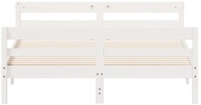 Cama sem colchão 140x200 cm madeira de pinho maciça branco