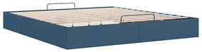 Estrutura de cama otomana sem colchão 200x200 cm tecido azul