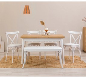 Conjunto de Mesa de Jantar Extensível e Cadeiras Oliver – Branco – Mes