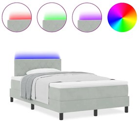Cama Box com Colchão vidaXL Cinza Claro Pequeno Duplo Veludo