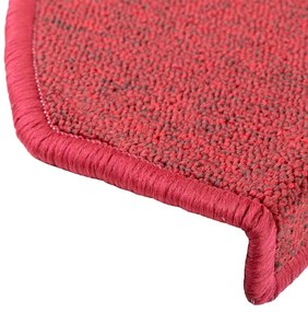 Tapetes de escada 30 pcs 65x24x4 cm vermelho bordô
