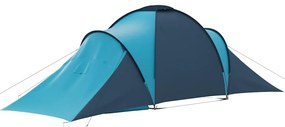Tenda de campismo 6 pessoas azul e azul-claro