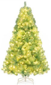 Árvore de Natal pré-iluminada de 180 cm artificial com 688 pontas de ramos 250 luzes LED brancas quentes 8 modos Suporte verde