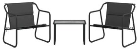 3 pcs conjunto lounge de jardim com almofadões aço antracite