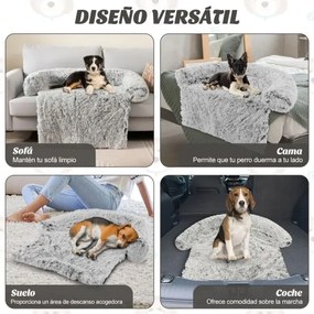 Cama de pelo antiderrapante para cães com cobertura amovível Coleira almofadada macia lavável - branco - M