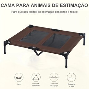 Cama Elevada para Cães Cama de Animais de Estimação com Malha Transpirável e Tecido Oxford para Exterior Interior Ar Livre Jardim Terraço 92x76x18cm C
