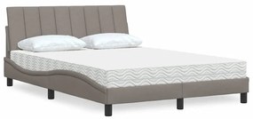 vidaXL Cama com colchão Hanko 120x200 cm tecido castanho-acinzentado