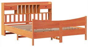 Cama sem colchão 200x200 cm pinho maciço castanho-mel