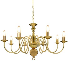 vidaXL Lustre de 8 lâmpadas E14 dourado