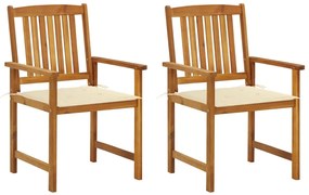 vidaXL Cadeiras de jardim com almofadões 2 pcs acácia maciça