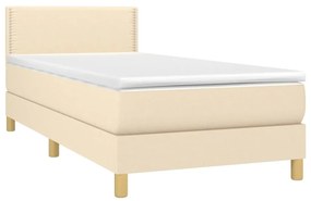 Cama box spring c/ colchão e LED 80x200 cm tecido cor creme