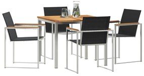 Conjunto de Jantar de Jardim de 5 Peças Madeira Sólida de Teca