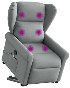 vidaXL Poltrona reclinável massagens tecido cinzento-claro