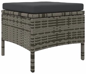 Sofá de jardim de 2 lugares com mesa e bancos vime PE cinzento