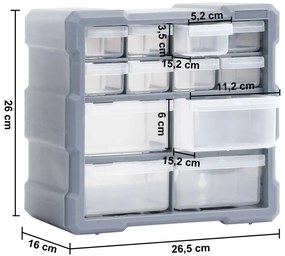 Caixas organizadoras com 12 gavetas 2 pcs 26,5x16x26 cm