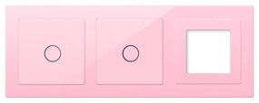 Frente interruptor tátil 3 módulos 2 botões + 1 tomada, Painel rosa vidro temperado