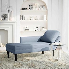 Chaise lounge com almofada tecido corduroy azul